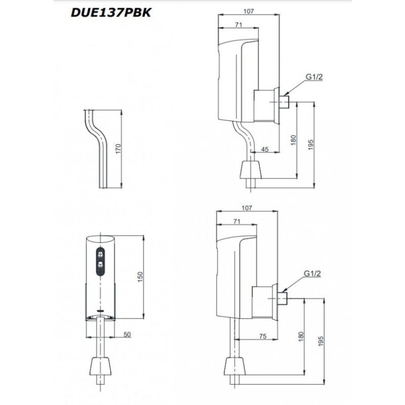 Van xả tiểu TOTO DUE137PBK cảm ứng dùng pin